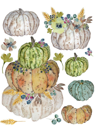 Stacked Heirloom Pumpkins Decoupage Tissue Paper by Roycycled Treasures