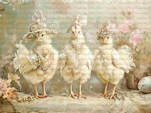 Uptown Chicken Chicks Rice Paper by Reba Rose Creations