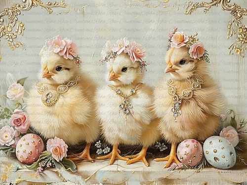 Easter Sparkle Chicks Rice Paper by Reba Rose Creations