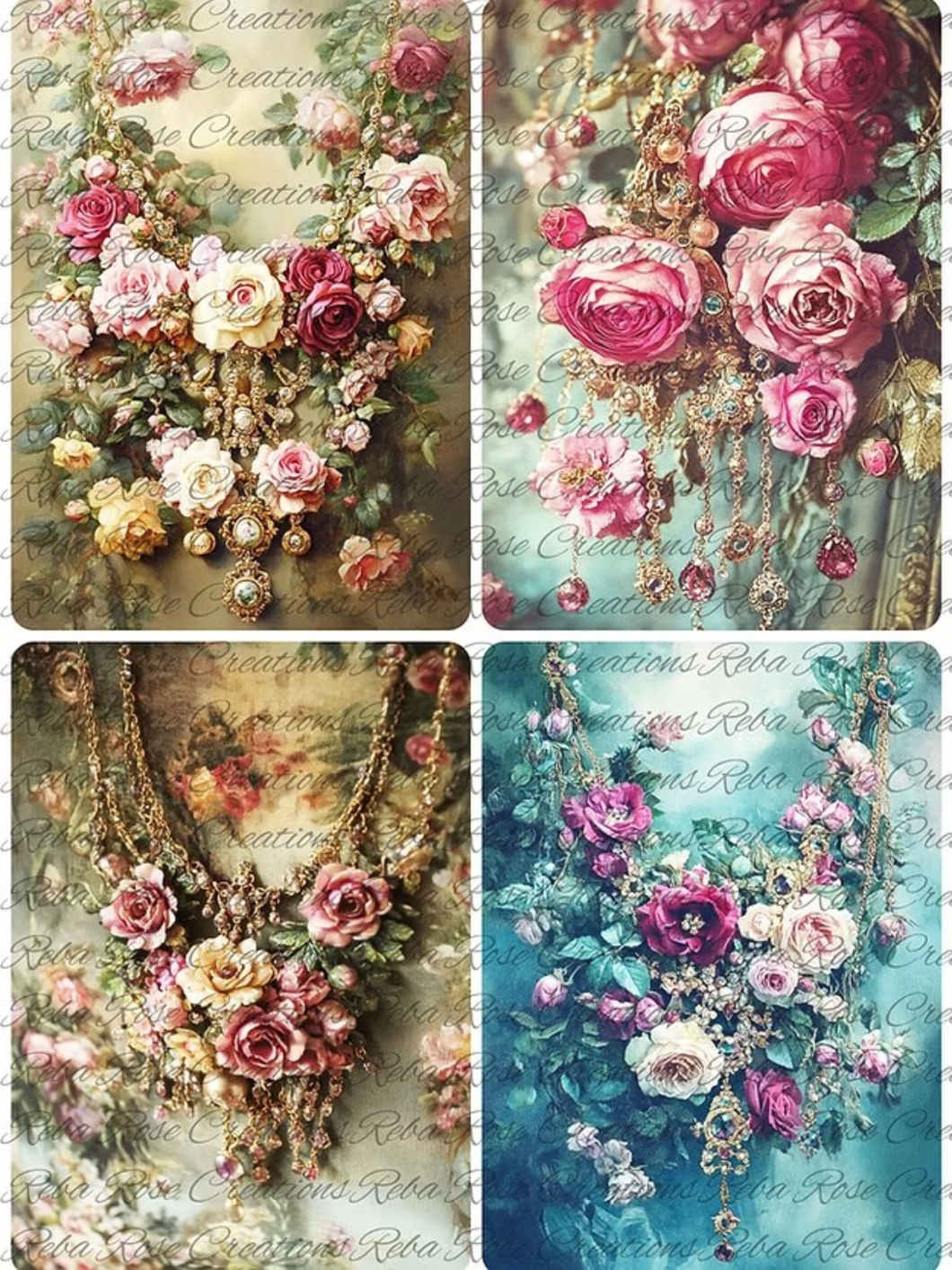Roses & Jewels Rice Paper by Reba Rose Creations