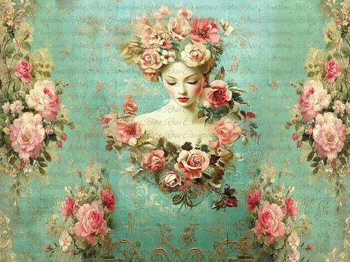 Lost Love Collage Rice Paper by Reba Rose Creations