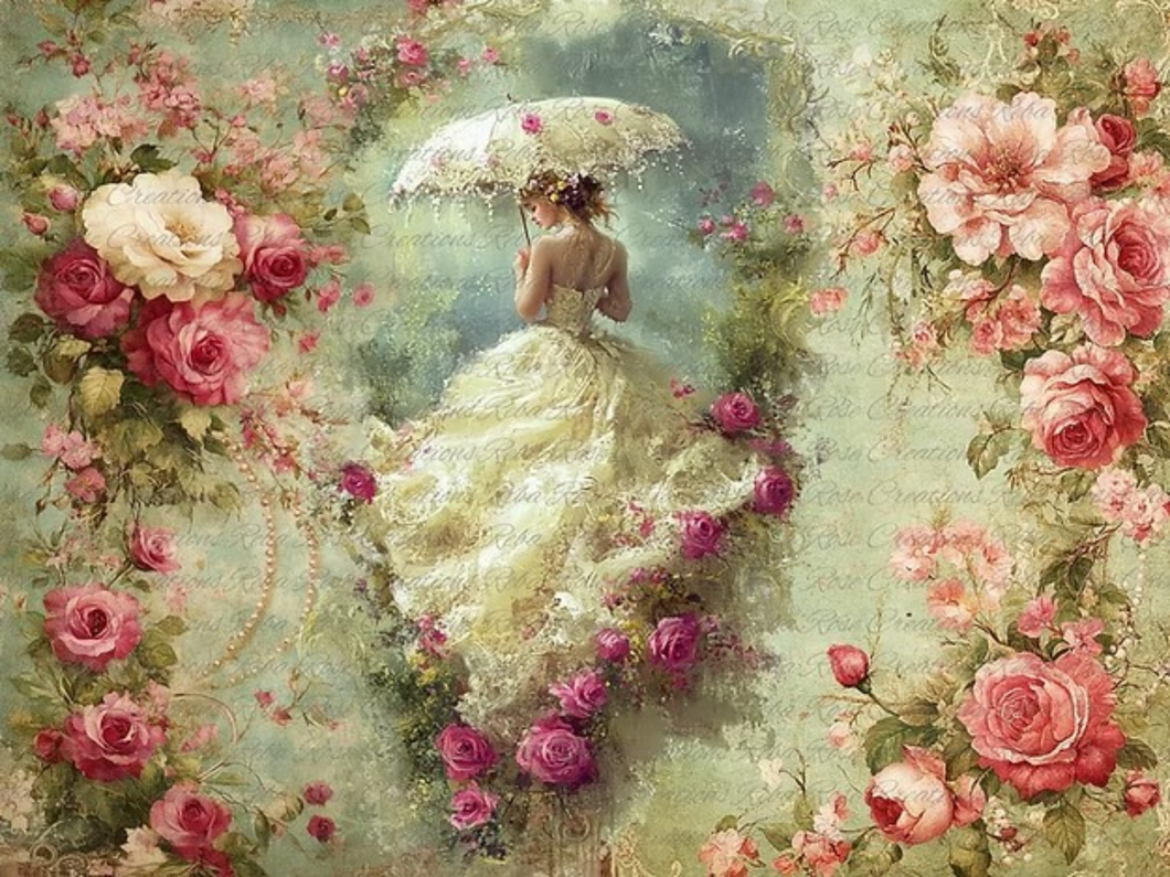Walk Through the Roses Rice Paper by Reba Rose Creations