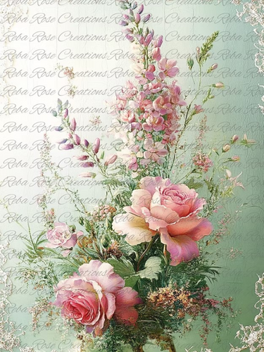 Elegant Spring Florals Rice Paper by Reba Rose Creations