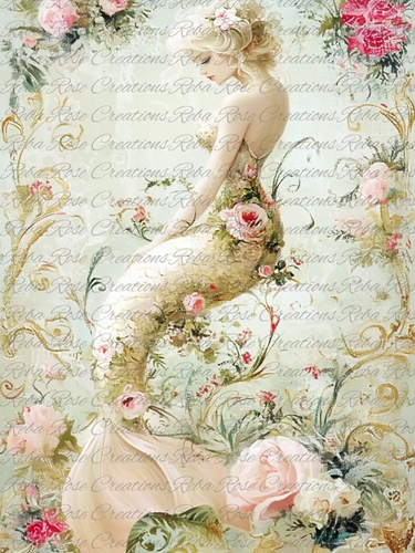 Rococo Mermaid Rice Paper by Reba Rose Creations