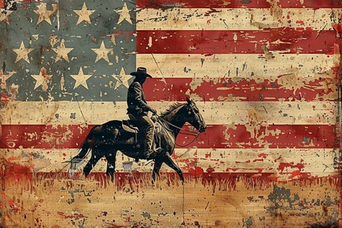 Cowboy and Flag Rice Paper by Reba Rose Creations