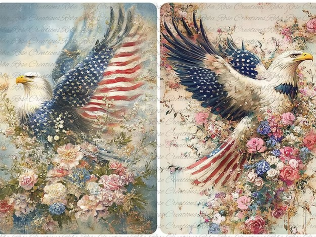 Freedom Eagles Rice Paper by Reba Rose Creations