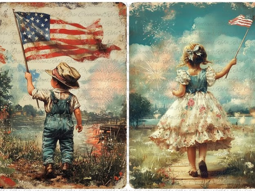 Land of the Free Rice Paper by Reba Rose Creations