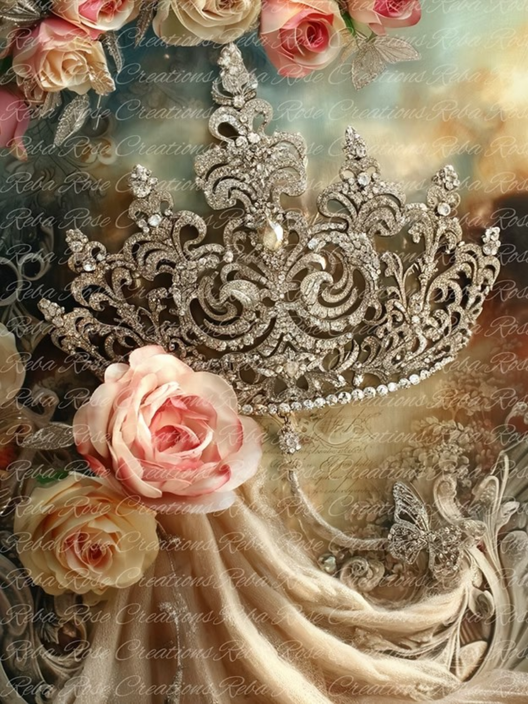 Blinged Beauty Crown Rice Paper by Reba Rose Creations