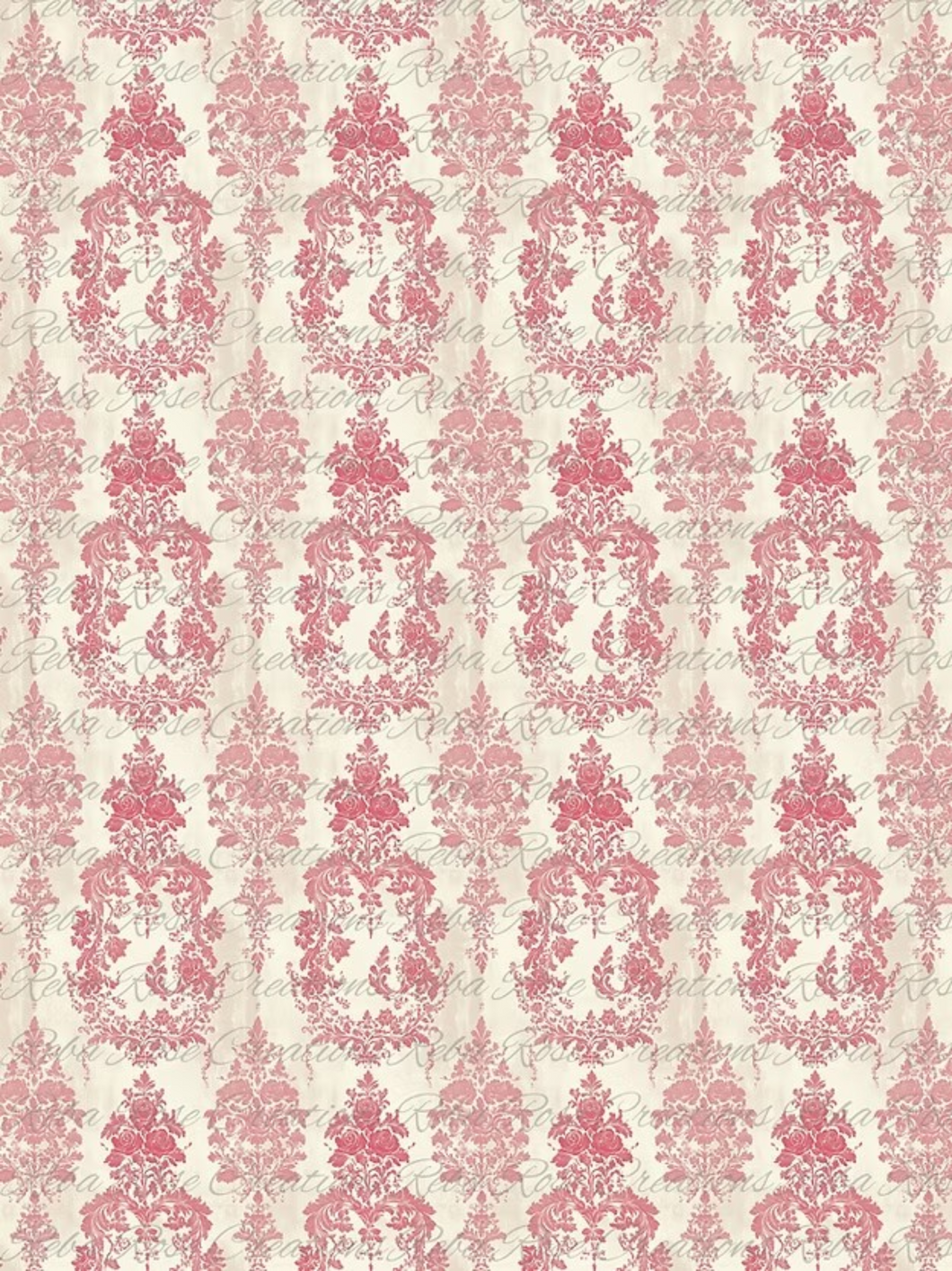 Spring Pink Pattern Rice Paper by Reba Rose Creations