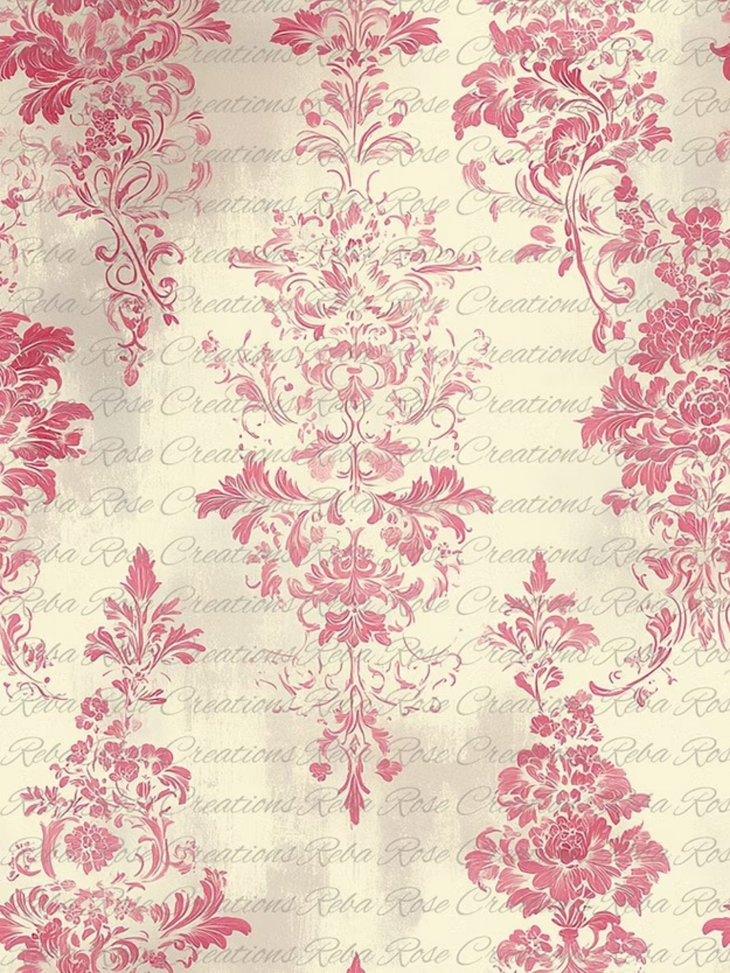 Spring Pink Pattern 2 Rice Paper by Reba Rose Creations