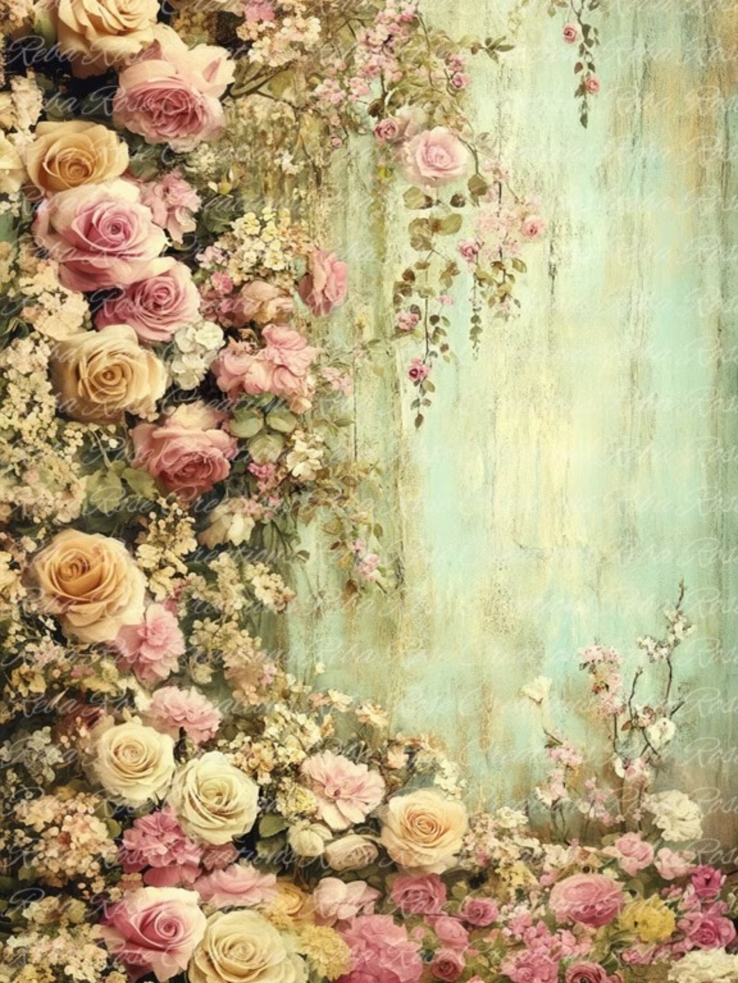 Green Garden Florals 2 Rice Paper by Reba Rose Creations