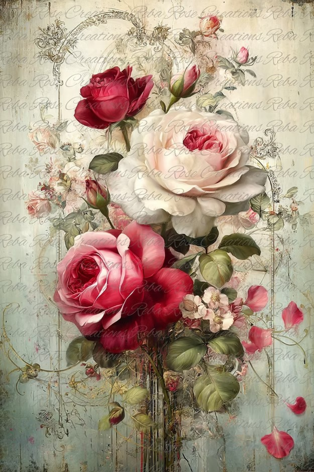 Beautiful Beauty Floral Rice Paper by Reba Rose Creations