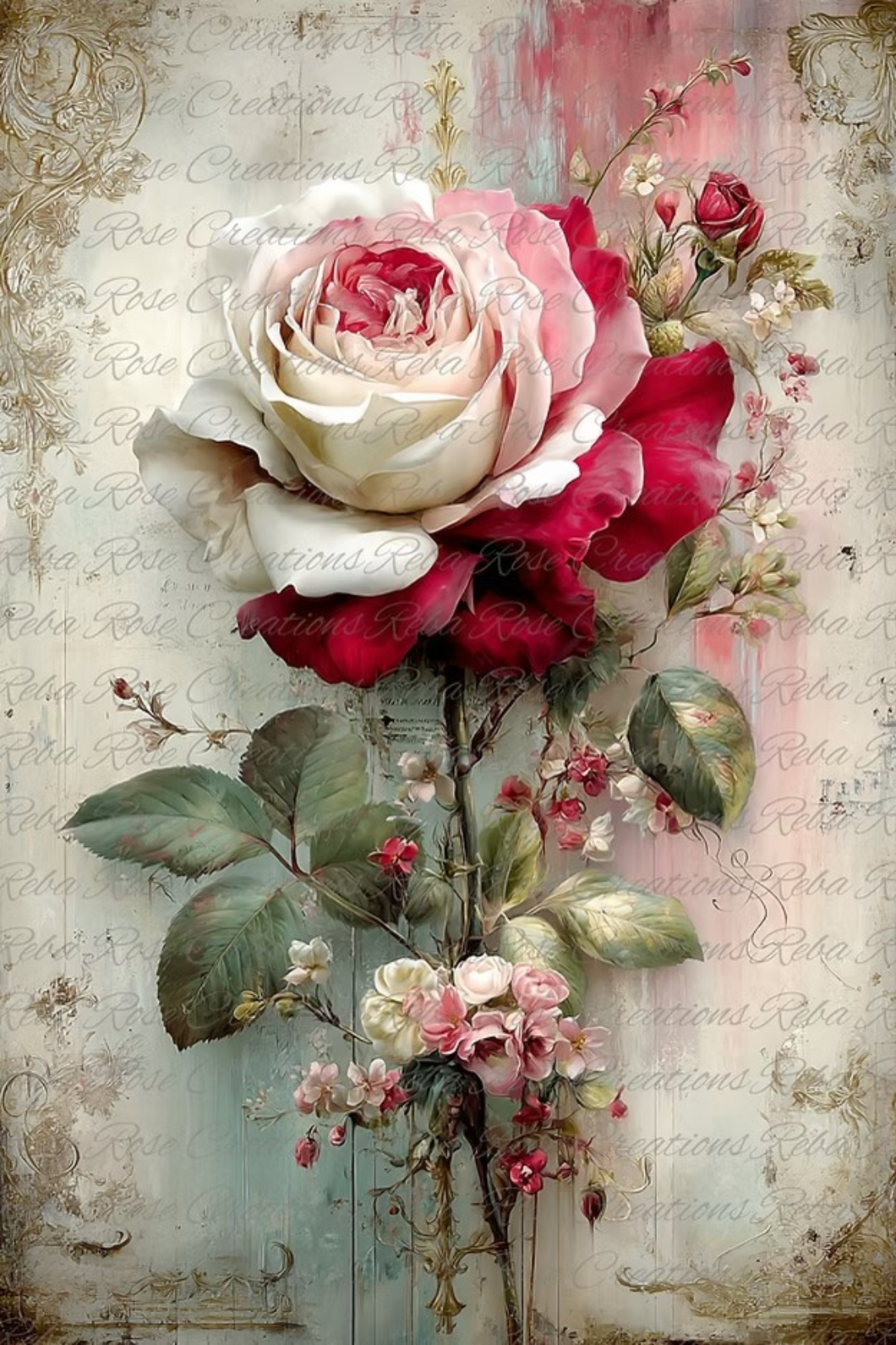 Beautiful Beauty Rose Rice Paper by Reba Rose Creations
