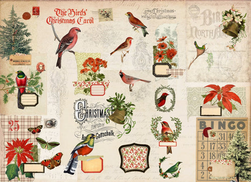 Christmas Flock Masterboard Decoupage Paper by Roycycled Treasures