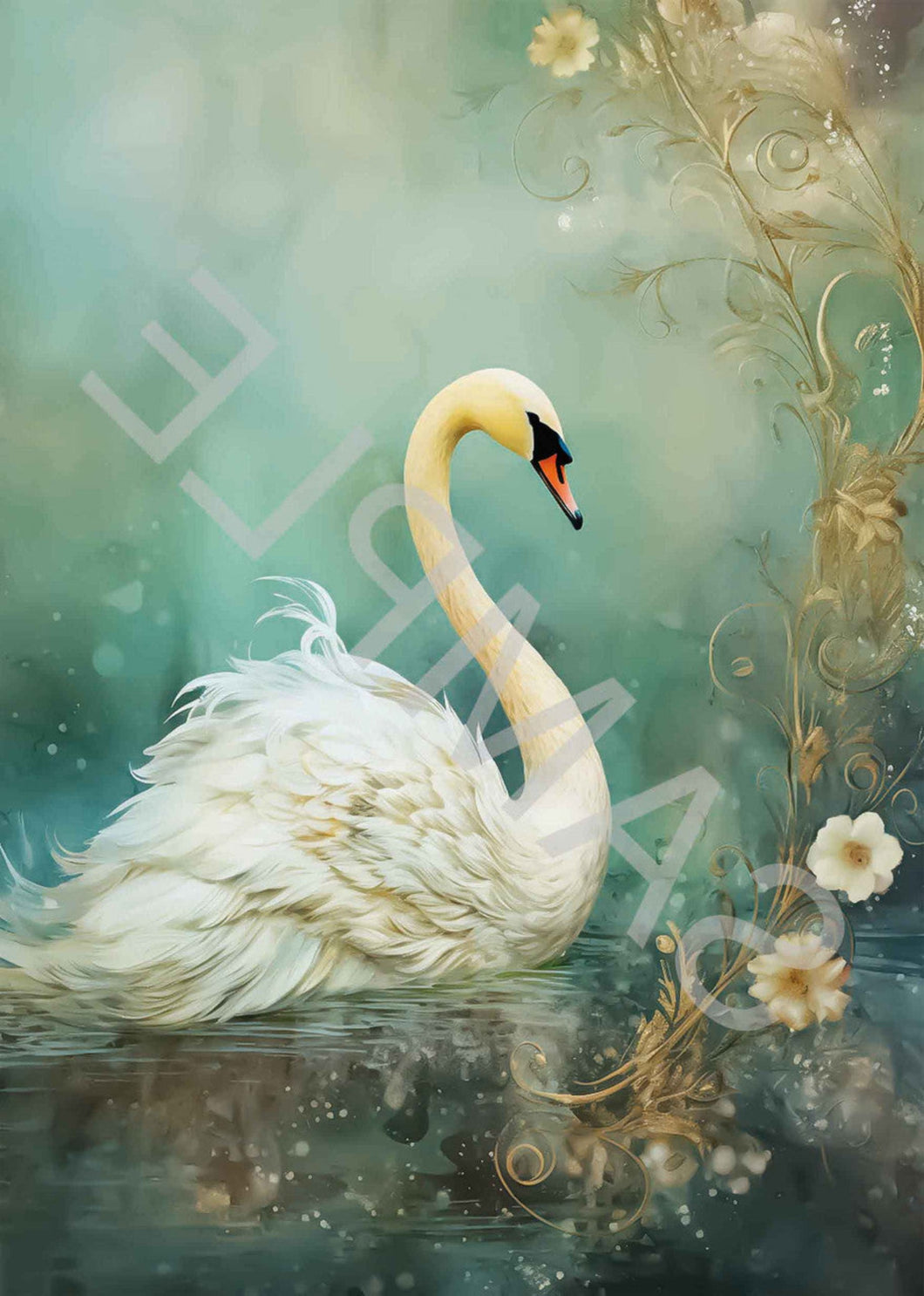 Pink Swan Rice Paper Dreamscape Swan (Right Facing) Rice Paper by Calambour Italy – My ...