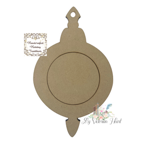 Handcrafted Holiday Traditions MDF Round Ornament with Overlay Frame, 0024