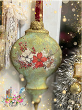 Load image into Gallery viewer, Back view of red and green Spirit of Christmas Ornament by My Victorian Heart  