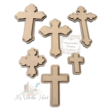 Load image into Gallery viewer, Set of 12 MDF Cross Bases Blanks by Handcrafted Holiday Traditions