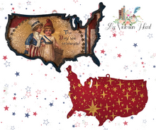 Load image into Gallery viewer, Victorian 4th of July Postcard Rice Paper on Handcrafted Holiday Traditions USA map or