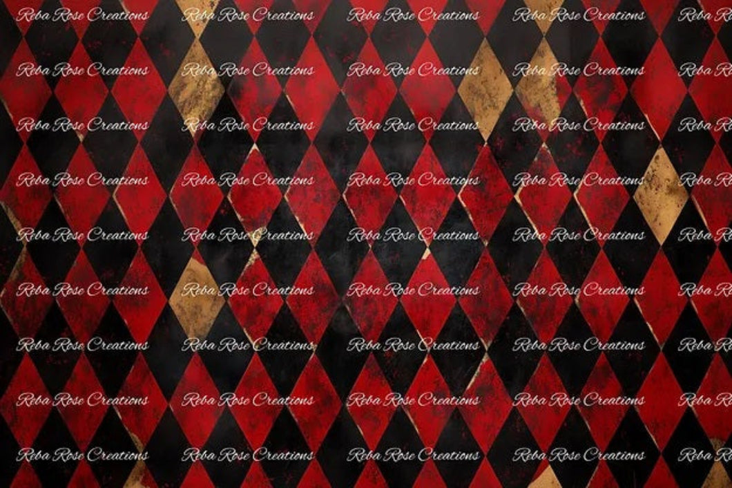 Red and Black Harlequin Rice Paper by Reba Rose Creations