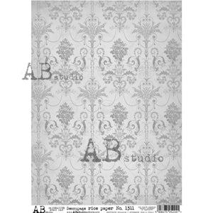 Vintage Gray and White Pattern Rice Paper 1311 by ABstudio
