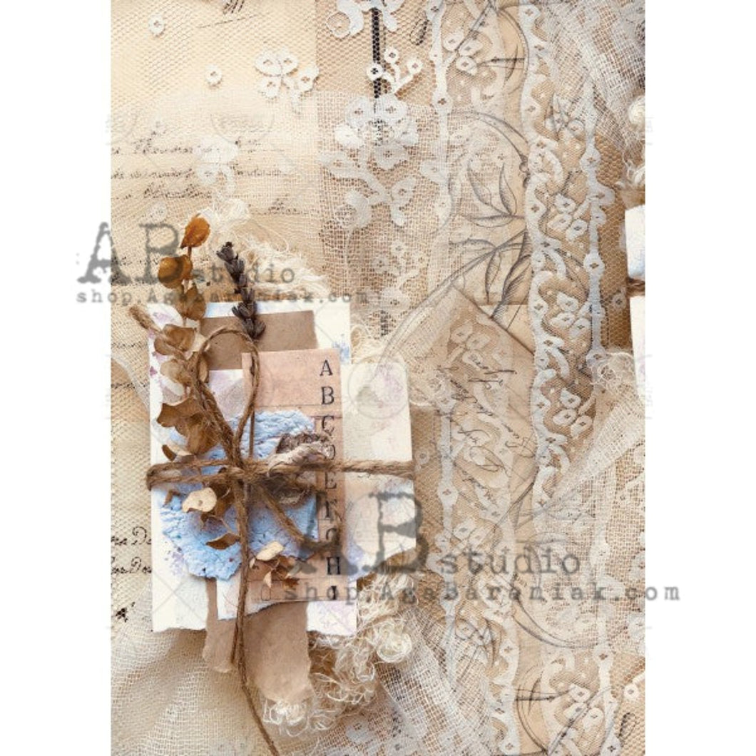 Lace and Bundled Botanicals Rice Paper 0320 by ABstudio