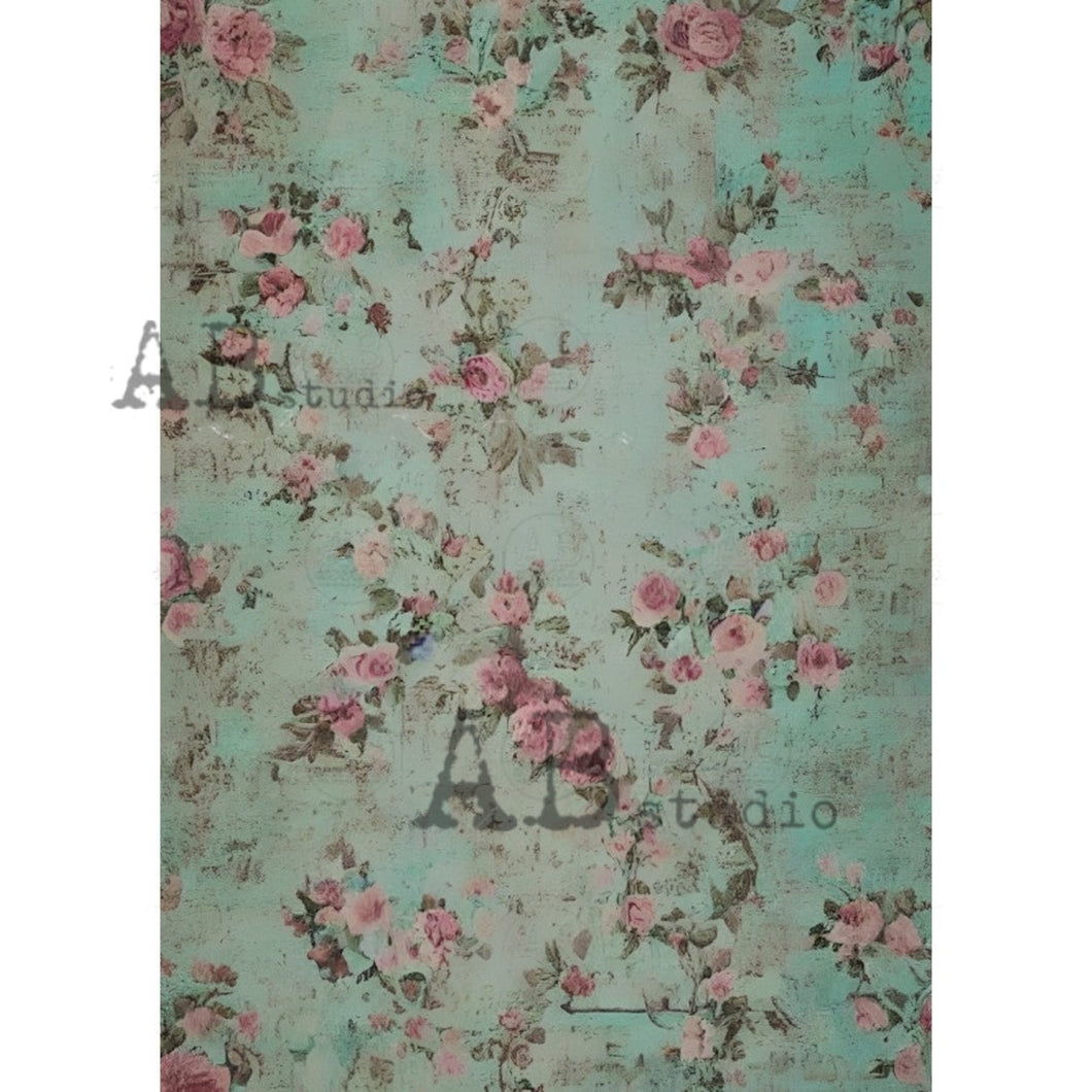 Vintage Pink Swag Roses Rice Paper 1791 by ABstudio