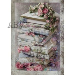 Old Books and Roses Rice Paper 1793 by ABstudio