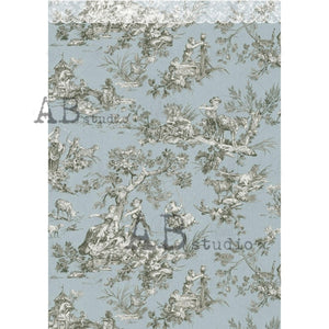 French Toile and Lace Rice Paper 1811 by ABstudio