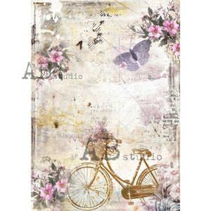 Floral Romantic Bicycle Rice Paper 1820 by ABstudio, A4