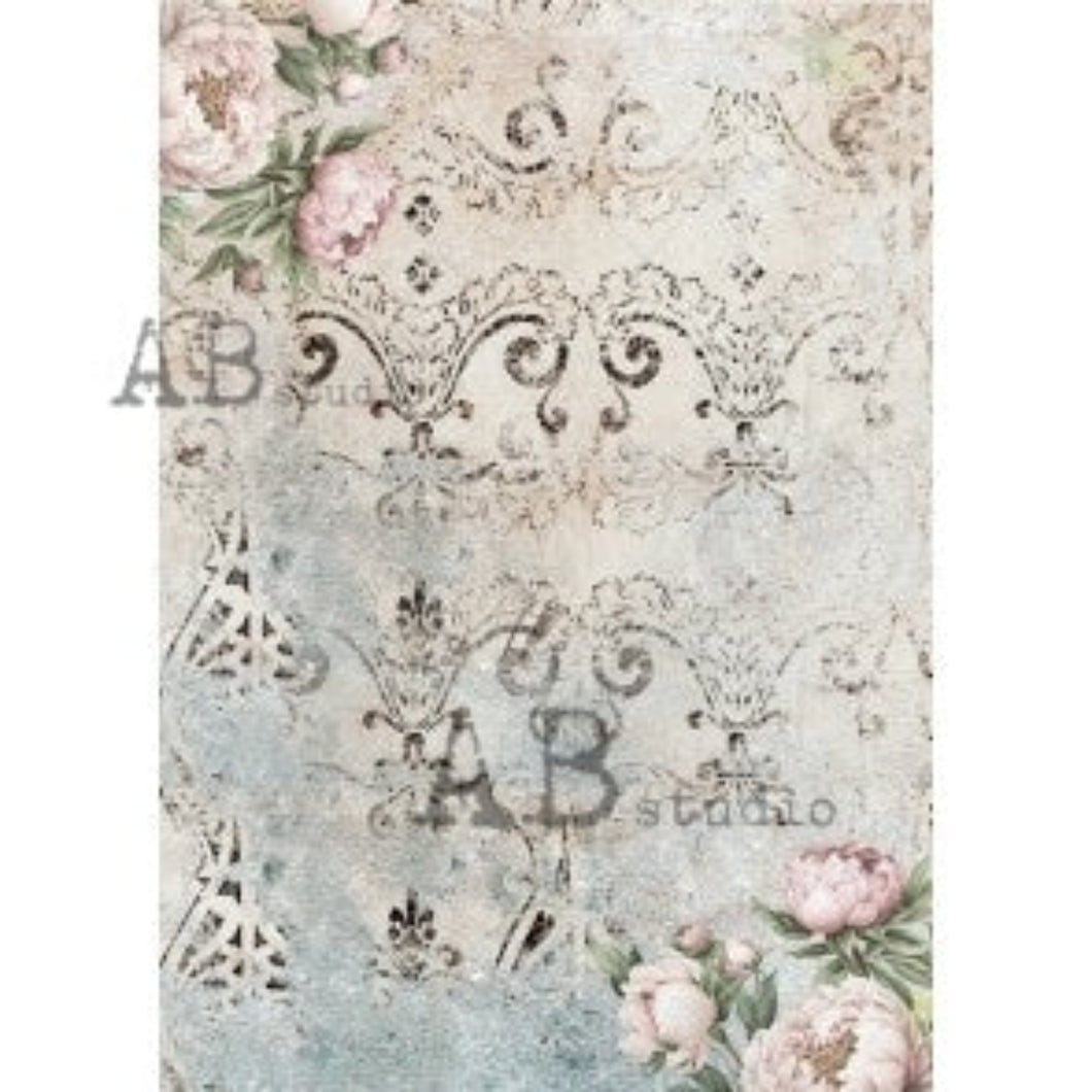 Shabby Peonies Background Rice Paper 1822 by ABstudio