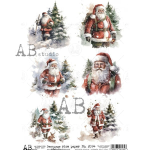 Mini Santa Portraits Rice Paper 2094 by ABstudio, A4