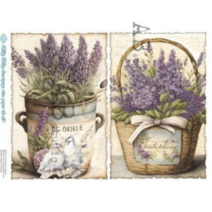 Lavender Doves and Basket Rice Paper 67 by ABstudio