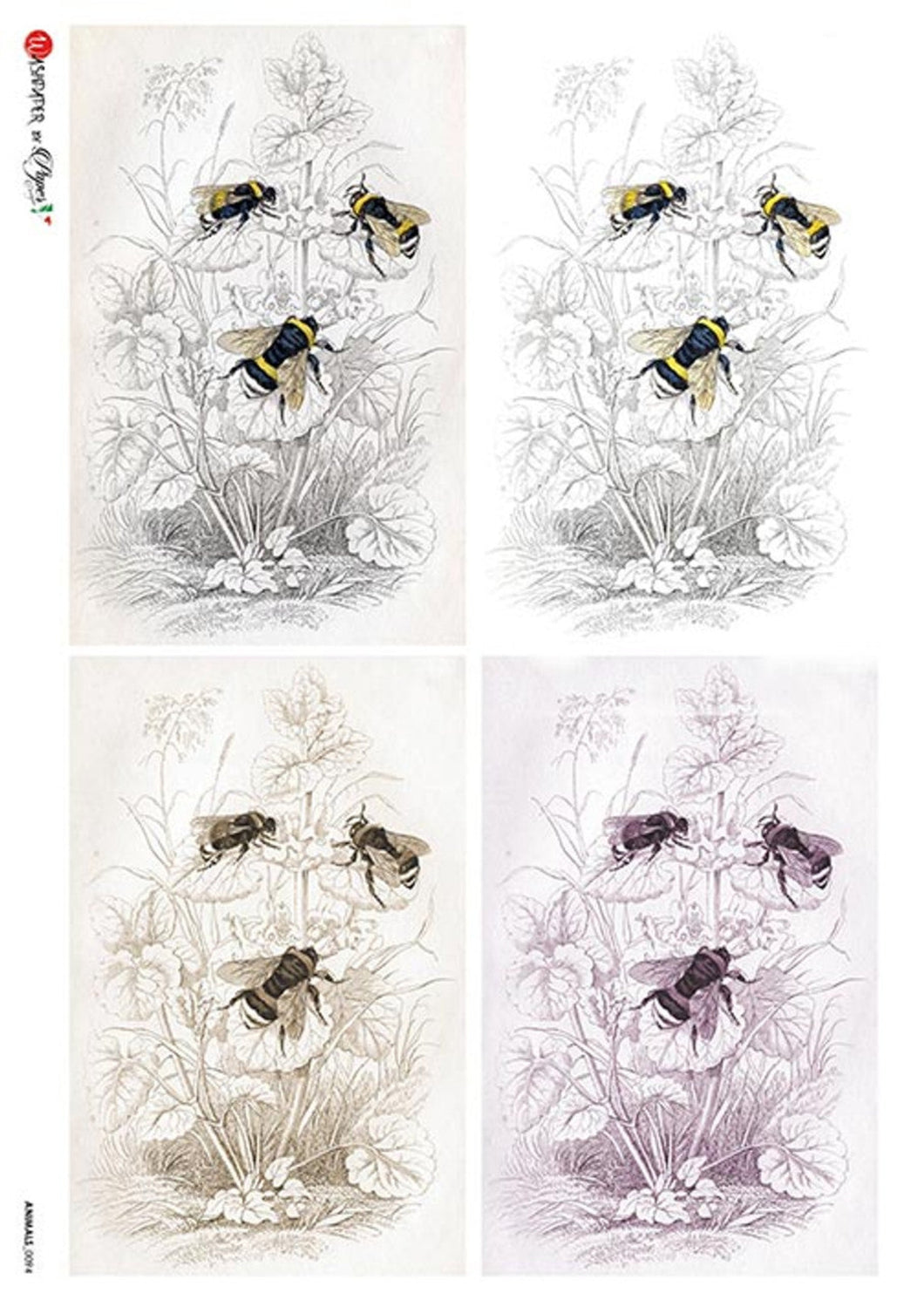 Animals 0094 Paper Designs Washipaper, Vintage Bees