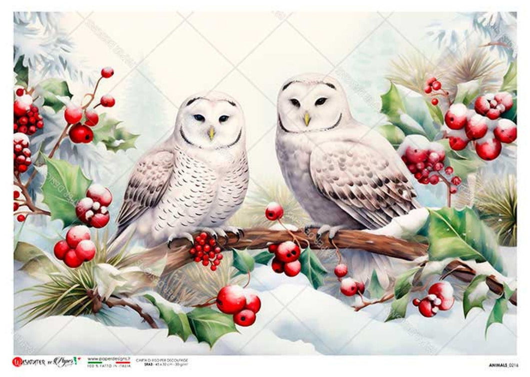 Animals 0216 Paper Designs Washipaper, Two Festive Owls
