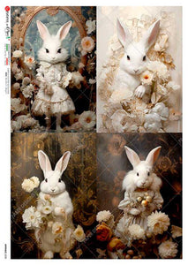 Animals 0228 Four Victorian Bunny Bunny Portraits by Paper Designs Washipaper