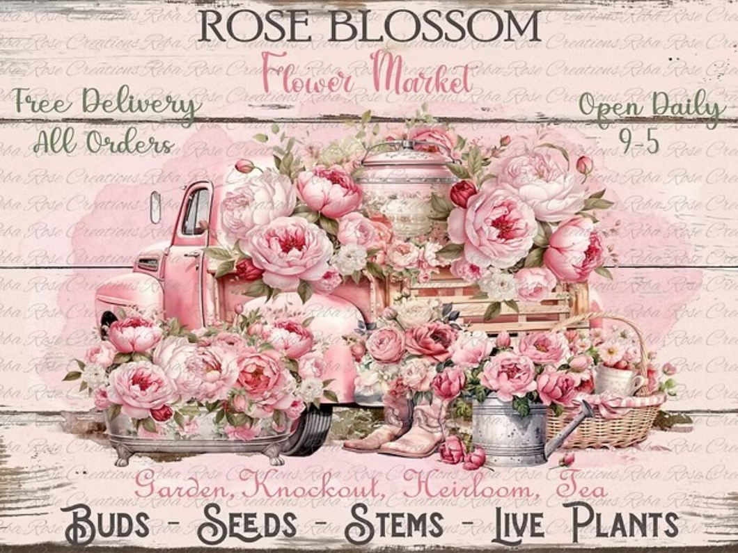 Rose Blossom Market Rice Paper by Adorabelle Vintage Co. for Reba Rose Creations