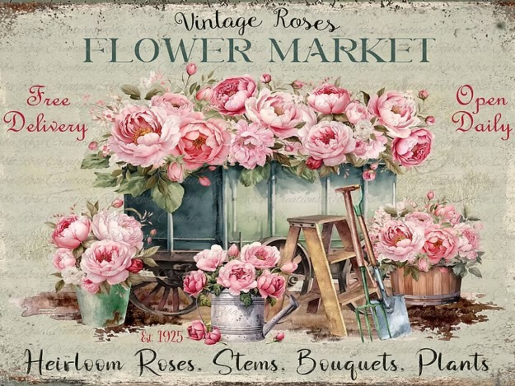 Rose Flower Market Rice Paper by Adorabelle Vintage Co. for Reba Rose Creations