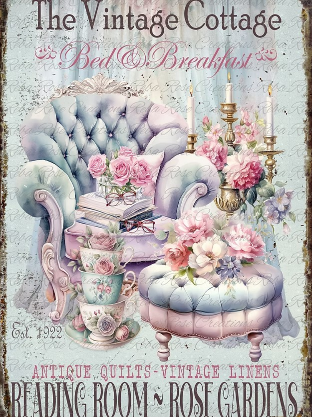 The Vintage Cottage Rice Paper by Reba Rose Creations