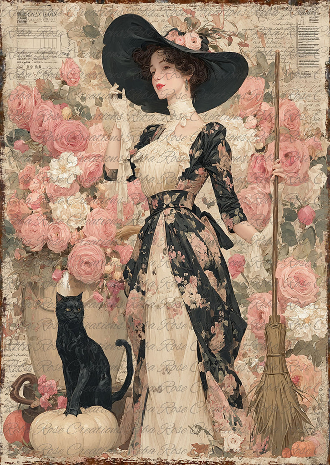 Gibson Girl Witch 5 Rice Paper by Reba Rose Creations