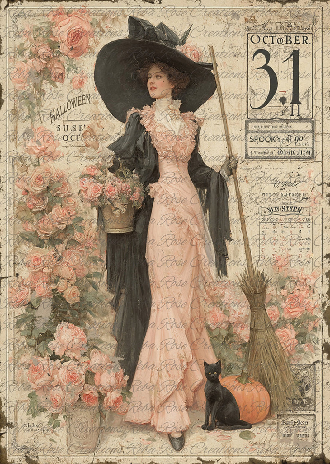 Gibson Girl Witch 1 Rice Paper by Reba Rose Creations