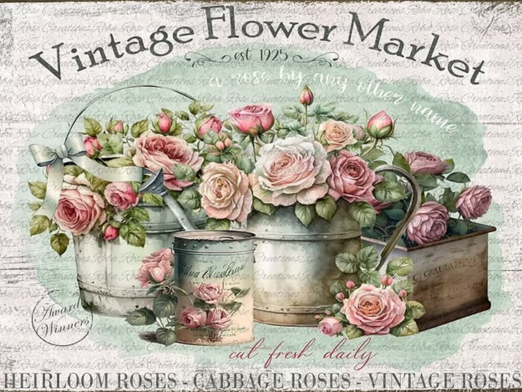 Vintage Flower Market Rice Paper by Reba Rose Creations