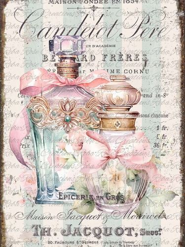 Blue Stripe Perfume Rice Paper by Reba Rose Creations