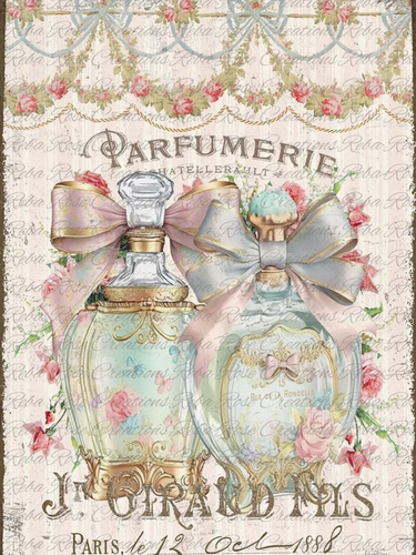 Perfume with Bows Rice Paper by Reba Rose Creations