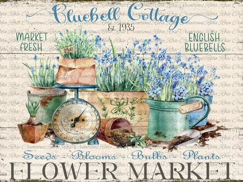 Bluebell Cottage Rice Paper by Adorabelle Vintage Co. for Reba Rose Creations