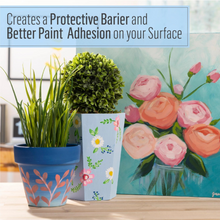 Load image into Gallery viewer, Decorative pots with floral designs next to a painting of flowers on a wooden surface.