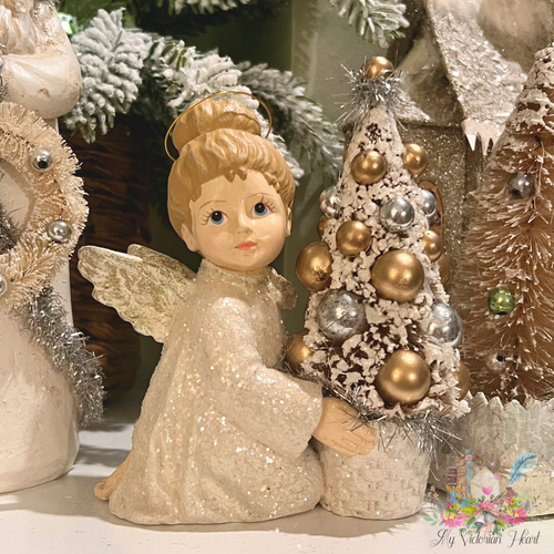 Angelic Angel with Christmas Tree by Bethany Lowe Designs, Christmas Figurine