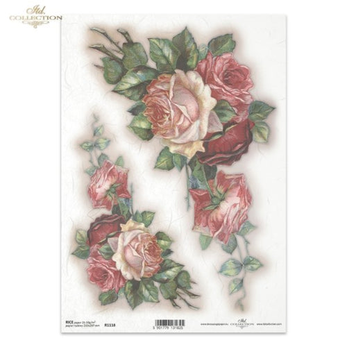 Antique Rose Swags Rice Paper by ITD Collection, R1118, A4