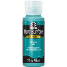 Load image into Gallery viewer, Bottle of FolkArt Multi-Surface Satin acrylic paint in Aqua color on a white background