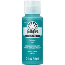 Load image into Gallery viewer, Teal bottle of FolkArt acrylic paint with white cap on a white background